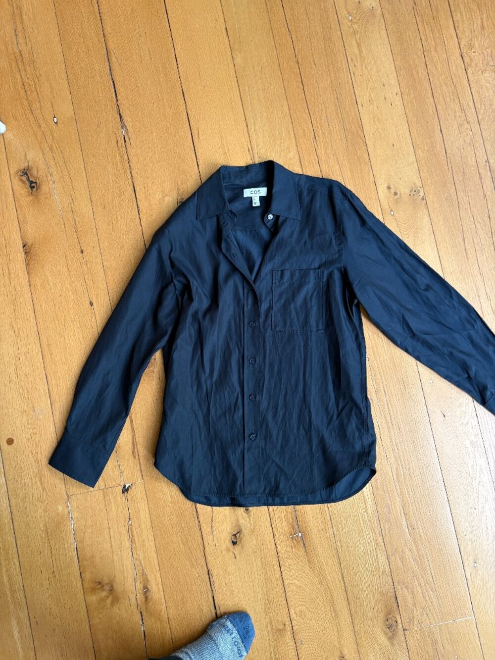 COS oversized button down women's navy shirt size 2